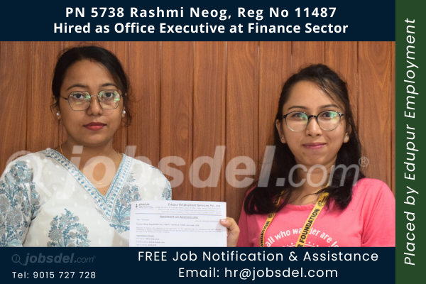 Rashmi Neog Hired as Office Executive at Finance Sector