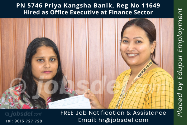Priya Kangsha Banik Hired as Office Executive at Finance Sector