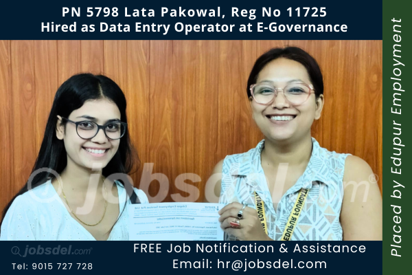 Lata Pakowal Hired as Data Entry Operator at E-Governance