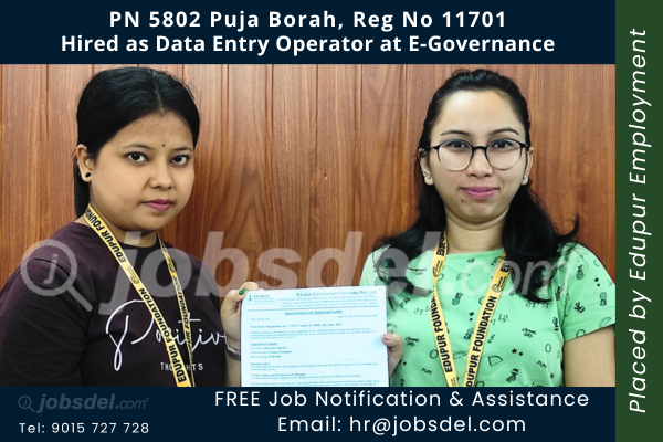 Puja Borah Hired as Data Entry Operator at E-Governance