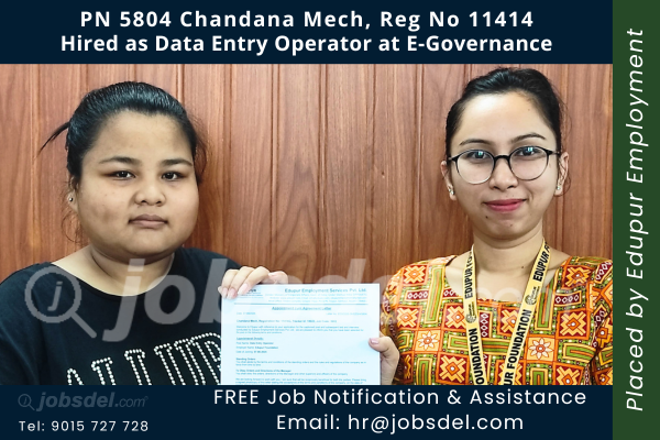 Chandana Mech Hired as Data Entry Operator at E-Governance