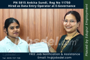 Nikita Sundi Hired as Data Entry Operator at E-Governance