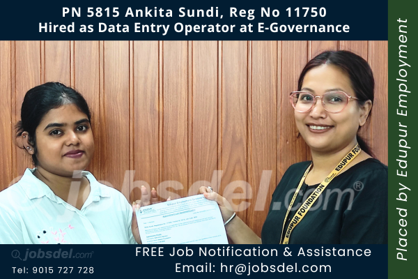 Nikita Sundi Hired as Data Entry Operator at E-Governance