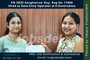 Sanghatree Dey Hired as Data Entry Operator at E-Governance
