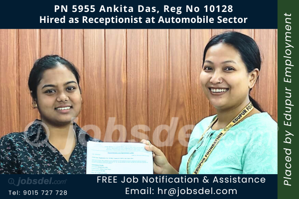 Ankita Das Hired as Receptionist at Automobile Sector
