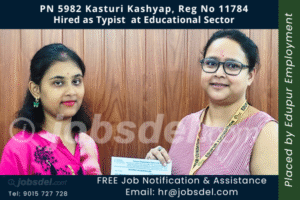 Kasturi Kashyap Hired as Typist at Educational Sector