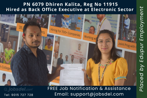 Dhiren Kalita Hired as Back Office Executive at Electronic Sector
