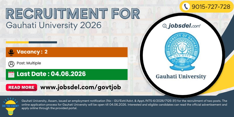 Recruitment for Gauhati University 2026