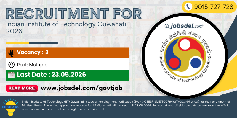 Recruitment For Indian Institute of Technology Guwahati 2026