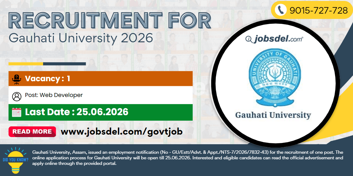 Recruitment for Gauhati University 2026