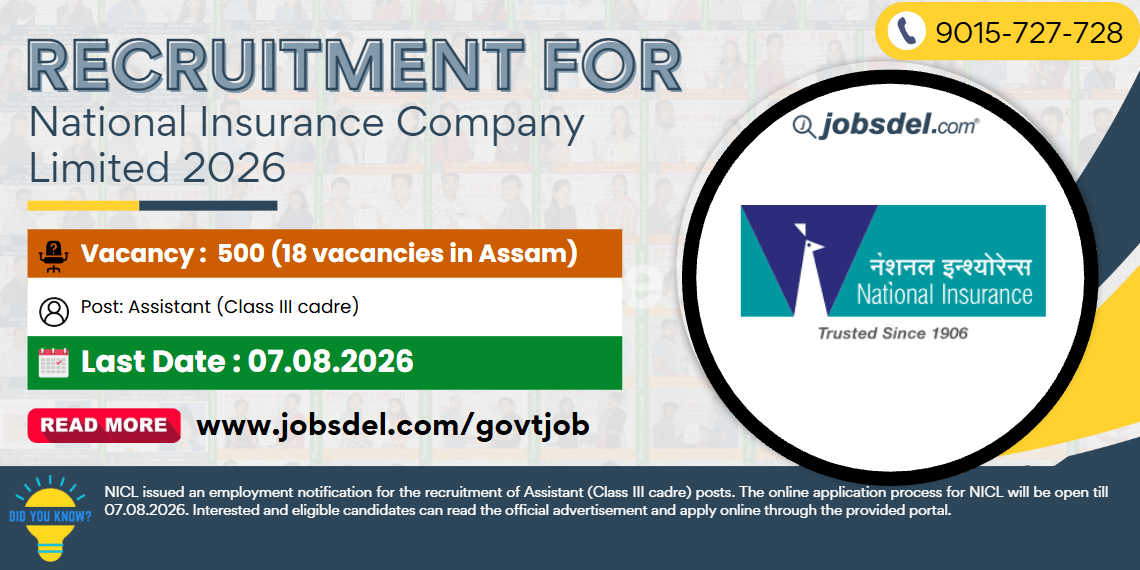 Recruitment for National Insurance Company Limited (NICL) 2026