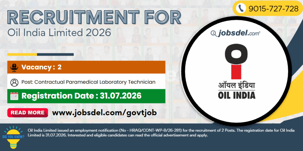 Recruitment for Oil India Limited 2026
